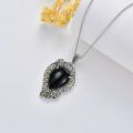 wholesale 925 Sterling Silver & Marcasite Teardrop Black Onyx Pendant Necklace Gift for Mom/Wife/Girlfriend-0-5