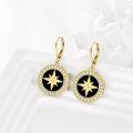 wholesale Gold-Plated 18K 925 Sterling Silver Star Compass Black Onyx Drop Earrings for Women's Gifts-0-3