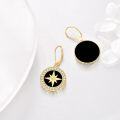 wholesale Gold-Plated 18K 925 Sterling Silver Star Compass Black Onyx Drop Earrings for Women's Gifts-0-4