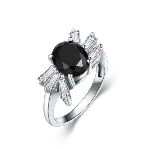 Sterling Silver Spider Onyx Eternity Rings-0