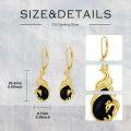 wholesale 925 Sterling Silver Gold Plated Black Onyx Phoenix Drop Earrings s for Women and Girls-0-1