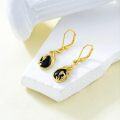 wholesale 925 Sterling Silver Gold Plated Black Onyx Phoenix Drop Earrings s for Women and Girls-0-3