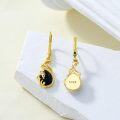 wholesale 925 Sterling Silver Gold Plated Black Onyx Phoenix Drop Earrings s for Women and Girls-0-4