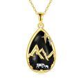 wholesale Gold 925 Sterling Silver Black Onyx Mountain & Bears Pendant Necklace for Women Gifts-0-0