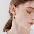 wholesale 925 Sterling Silver Teardrop Black Stone Leverback Drop Dangle Earrings-0-2