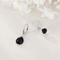 wholesale 925 Sterling Silver Teardrop Black Stone Leverback Drop Dangle Earrings-0-3