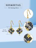 wholesale 925 Sterling Silver Black Onyx Dragonfly Flower Earrings for Women and Girls-0-1