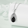 wholesale 925 Sterling Silver Black Labradorite Tree of Life Teardrop Pendant Necklace for Women-0-3