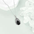 wholesale 925 Sterling Silver Black Labradorite Tree of Life Teardrop Pendant Necklace for Women-0-4