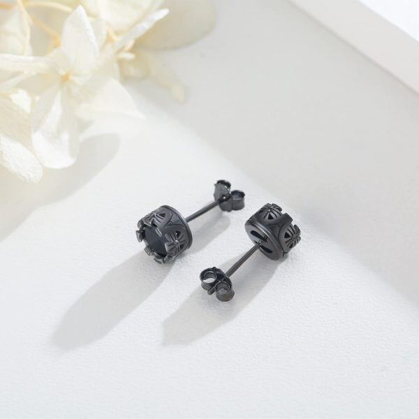 Sterling Silver Black Onyx Stud Earring-4