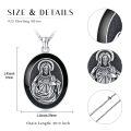 wholesale 925 Sterling Silver Oval Jesus Heart of God Medal Pendant Necklace with Black Enamel and Cross Charm-0-1