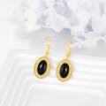 wholesale 925 Sterling Silver Oval Black Onyx Celtic Knot Drop Earrings with Leverbacks for Women Gift Jewelry 43mm x 78mm-0-3