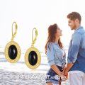 wholesale 925 Sterling Silver Oval Black Onyx Celtic Knot Drop Earrings with Leverbacks for Women Gift Jewelry 43mm x 78mm-0-5
