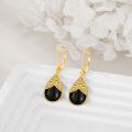 wholesale Sterling Silver Onyx Gold Plated Celtic Knot Bohemian Filigree Dangle Earrings - Gold Plated-0-21