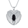 wholesale 925 Sterling Silver Black Onyx Gemstone Angel Wing Pendant Necklace s for Women-0-0