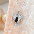wholesale 925 Sterling Silver Black Onyx Gemstone Angel Wing Pendant Necklace s for Women-0-1