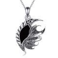 wholesale 925 Sterling Silver Black Onyx Dragon Pendant Necklaces with Zircon Eyes Gifts for Women and Girls-0-0