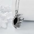 wholesale 925 Sterling Silver Black Onyx Dragon Pendant Necklaces with Zircon Eyes Gifts for Women and Girls-0-3