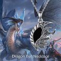 wholesale 925 Sterling Silver Black Onyx Dragon Pendant Necklaces with Zircon Eyes Gifts for Women and Girls-0-5