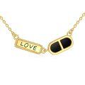 wholesale 925 Sterling Silver Love Pendant with Black Onyx Stone Chain Necklaces for Women Gifts-0-0