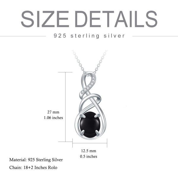 Sterling Silver Infinity Onyx Pendant Necklace-1