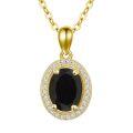 wholesale Gold-Plated 925 Sterling Silver Black Onyx and White Cubic Zirconia Pendant Necklace for Women-0-0