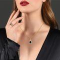 wholesale Gold-Plated 925 Sterling Silver Black Onyx and White Cubic Zirconia Pendant Necklace for Women-0-3