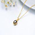 wholesale Gold-Plated 925 Sterling Silver Black Onyx and White Cubic Zirconia Pendant Necklace for Women-0-5
