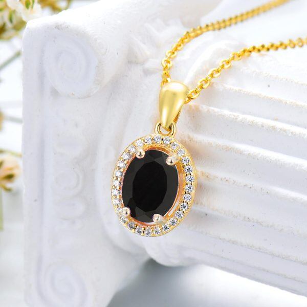 Sterling Silver Onyx Pendant Necklace-6