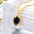 wholesale Gold-Plated 925 Sterling Silver Black Onyx and White Cubic Zirconia Pendant Necklace for Women-0-6
