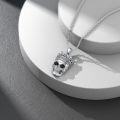 wholesale 925 Sterling Silver Black Onyx King Skull Necklace with Crown Pendant Gothic Jewellery-0-3