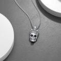 wholesale 925 Sterling Silver Black Onyx King Skull Necklace with Crown Pendant Gothic Jewellery-0-4