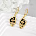wholesale 925 Sterling Silver Gold Plated Black Onyx Lotus Lily Hibiscus Flower Drop Earrings-0-4