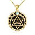 wholesale 925 Sterling Silver Gold Plated Moonstone & Black Onyx Star of David Pendant Necklace for Women s-0-0