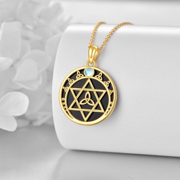 Sterling Silver Star of David Onyx Pendant Necklace-4