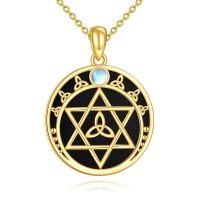 wholesale 925 Sterling Silver Gold Plated Moonstone & Black Onyx Star of David Pendant Necklace for Women s- Gold Plated
