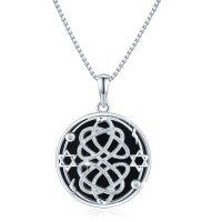 wholesale 925 Sterling Silver Black Onyx Star of David Snake Pendant Necklaces for Women Girls- Rhodium Plated