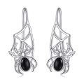 wholesale 925 Sterling Silver Black Onyx Spider Web Drop Earrings - Gothic Halloween Jewelry for Women and Girls-0-0