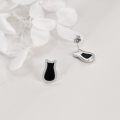 wholesale 925 Sterling Silver Black Cat Stud Earrings with Cubic Zirconia - Fashion s for Women-0-4