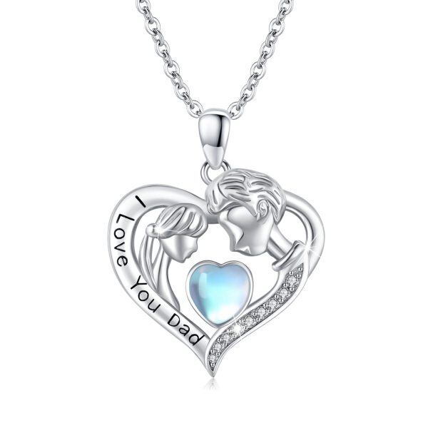 Sterling Silver Father Daughter Heart Pendant Necklace for Daughter-0