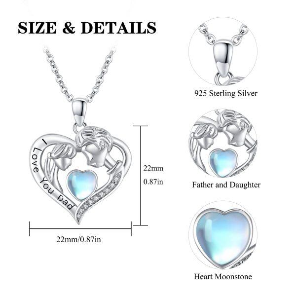 Sterling Silver Father Daughter Heart Pendant Necklace for Daughter-1