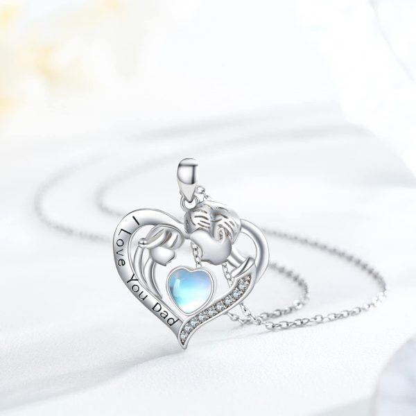 Sterling Silver Father Daughter Heart Pendant Necklace for Daughter-4