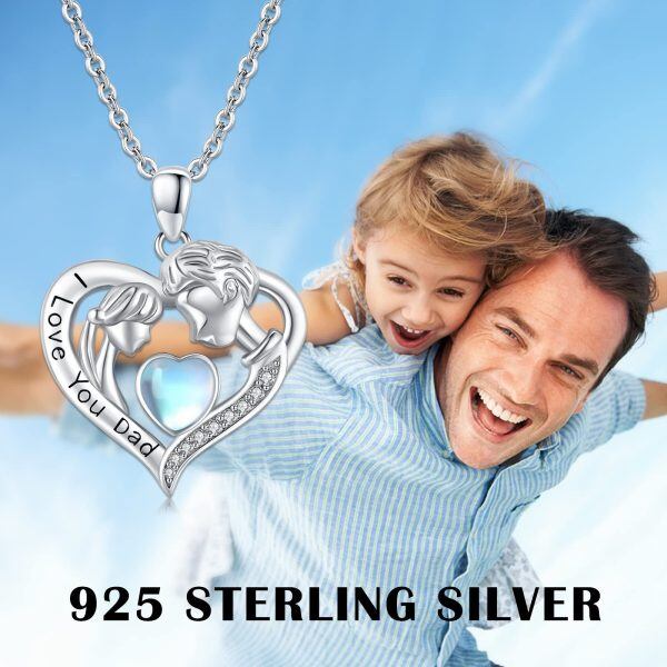 Sterling Silver Father Daughter Heart Pendant Necklace for Daughter-5