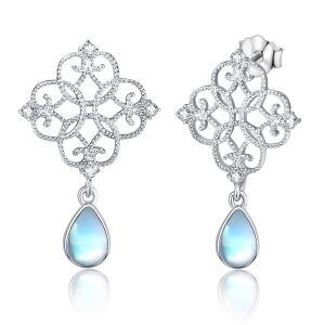 Sterling Silver Celtic Knot Baroque Waterdrop Moonstone Dangle Earrings-0