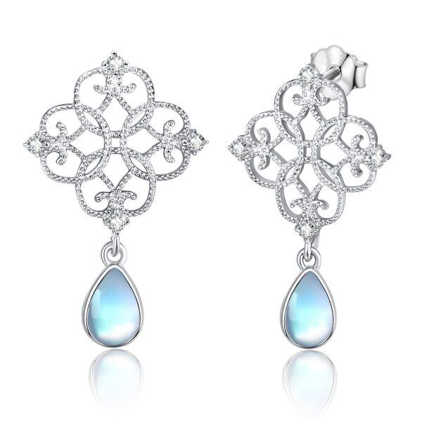 Sterling Silver Celtic Knot Baroque Waterdrop Moonstone Dangle Earrings-0