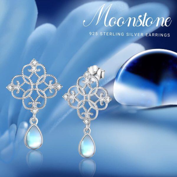 Sterling Silver Celtic Knot Baroque Waterdrop Moonstone Dangle Earrings-5