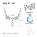wholesale 925 Sterling Silver Rainbow Moonstone Teardrop Angel Wings Pendant Necklace for Women-0-1