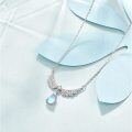 wholesale 925 Sterling Silver Rainbow Moonstone Teardrop Angel Wings Pendant Necklace for Women-0-4