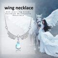 wholesale 925 Sterling Silver Rainbow Moonstone Teardrop Angel Wings Pendant Necklace for Women-0-5