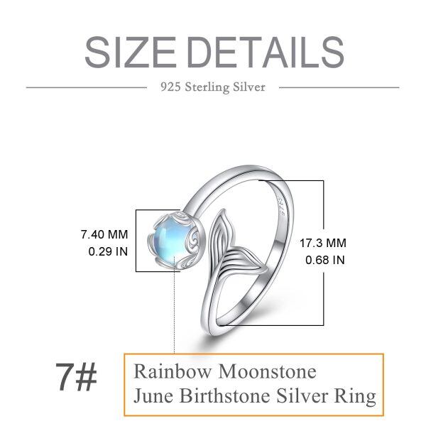 Sterling Silver Moonstone Adjustable Open Ring-1